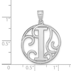 Sterling Silver Rhodium-plated Fancy Script Letter I Initial Pendant QC8999I