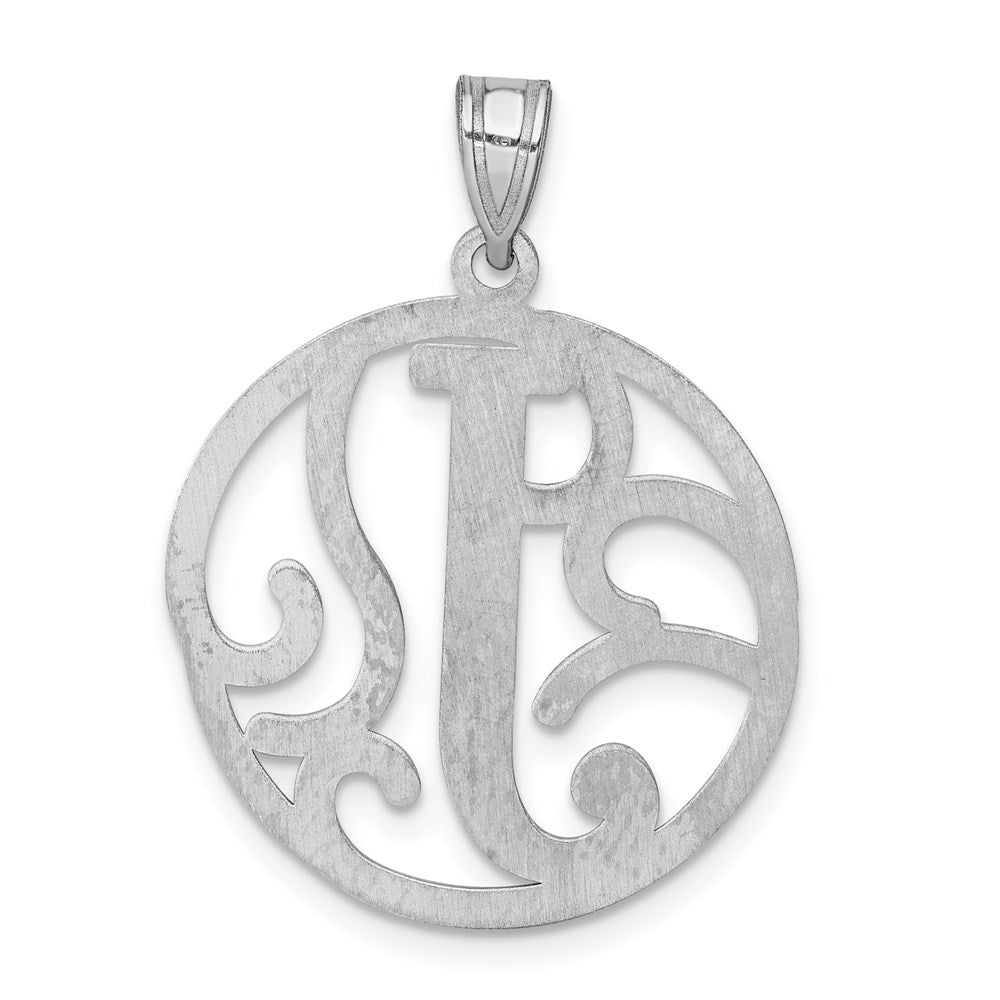 Sterling Silver Rhodium-plated Fancy Script Letter J Initial Pendant QC8999J