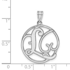 Sterling Silver Rhodium-plated Fancy Script Letter L Initial Pendant QC8999L
