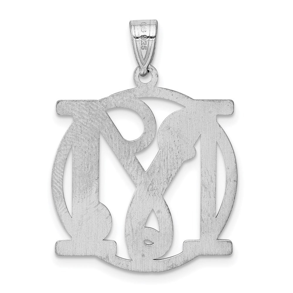 Sterling Silver Rhodium-plated Fancy Script Letter M Initial Pendant QC8999M