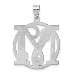 Sterling Silver Rhodium-plated Fancy Script Letter M Initial Pendant QC8999M