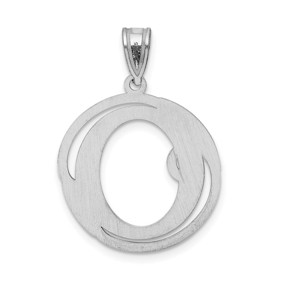 Sterling Silver Rhodium-plated Fancy Script Letter O Initial Pendant QC8999O