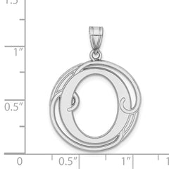 Sterling Silver Rhodium-plated Fancy Script Letter O Initial Pendant QC8999O