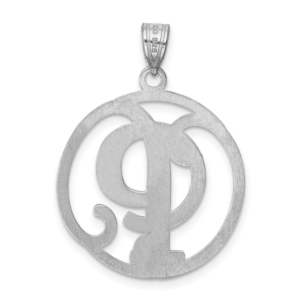 Sterling Silver Rhodium-plated Fancy Script Letter P Initial Pendant QC8999P