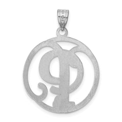 Sterling Silver Rhodium-plated Fancy Script Letter P Initial Pendant QC8999P