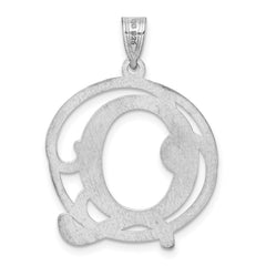 Sterling Silver Rhodium-plated Fancy Script Letter Q Initial Pendant QC8999Q