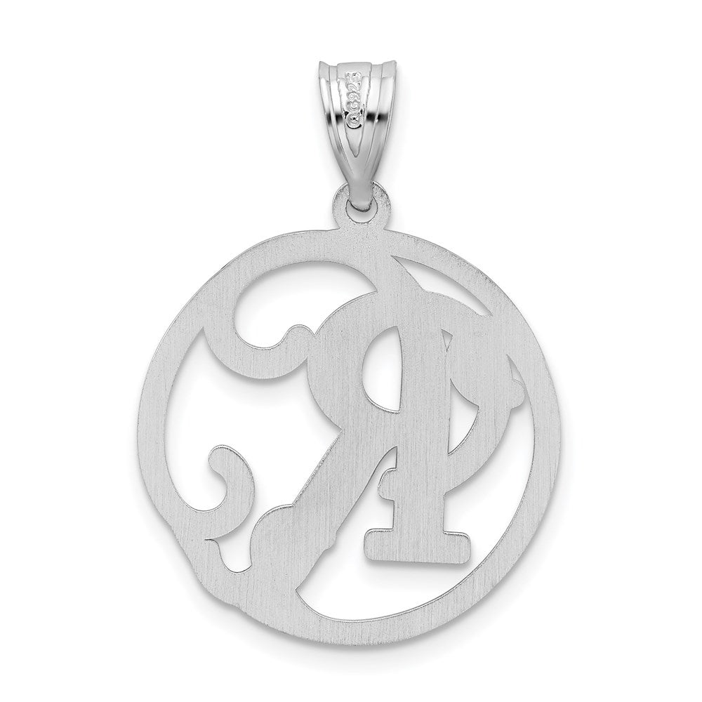 Sterling Silver Rhodium-plated Fancy Script Letter R Initial Pendant QC8999R