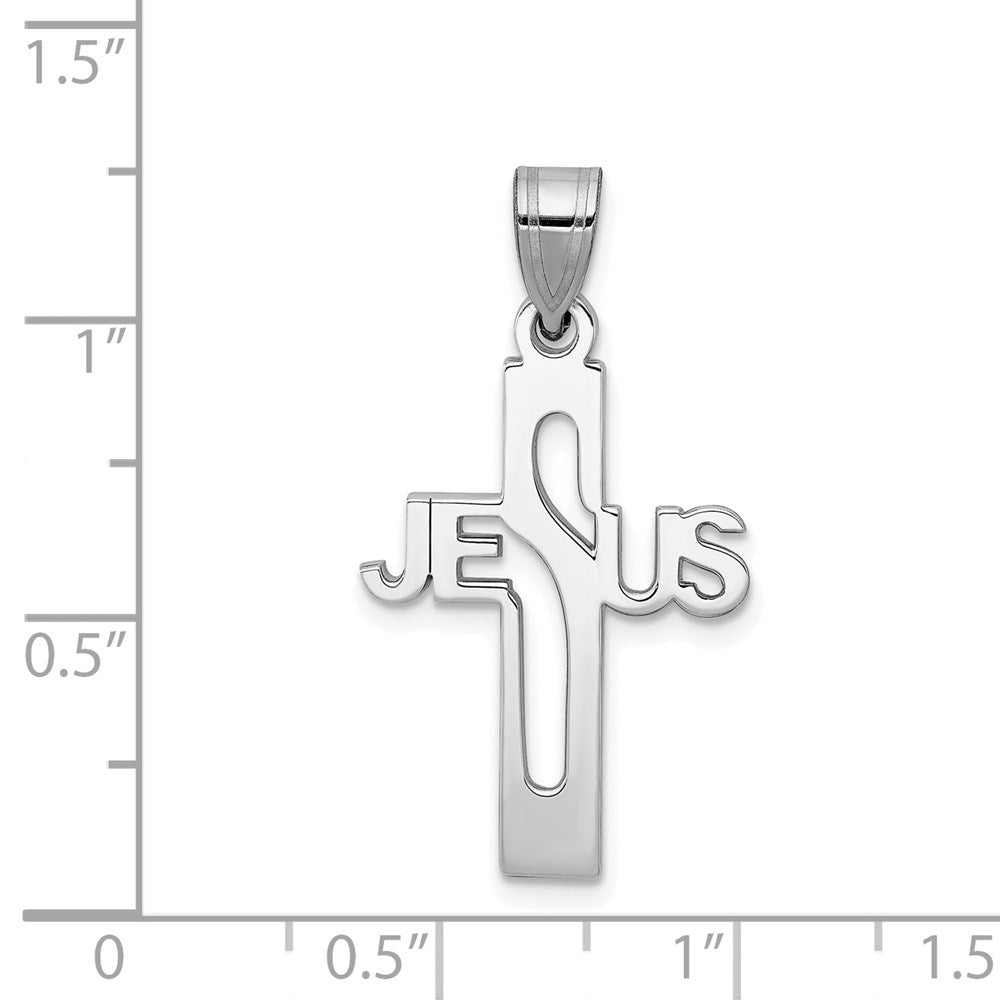 Sterling Silver Rhodium-plated Jesus Cross Extra Small Pendant QC9002
