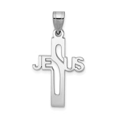 Sterling Silver Rhodium-plated Jesus Cross Extra Small Pendant QC9002