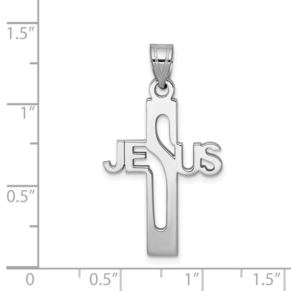 Sterling Silver Rhodium-plated Jesus Cross Small Pendant QC9003