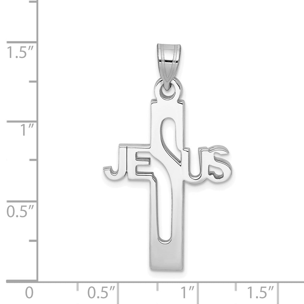 Sterling Silver Rhodium-plated Jesus Cross Medium Pendant QC9004