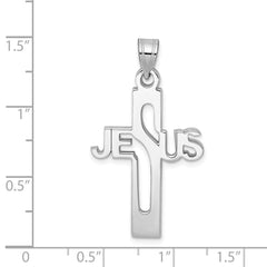 Sterling Silver Rhodium-plated Jesus Cross Medium Pendant QC9004