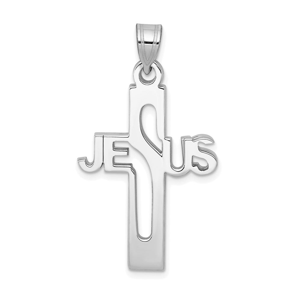 Sterling Silver Rhodium-plated Jesus Cross Medium Pendant QC9004