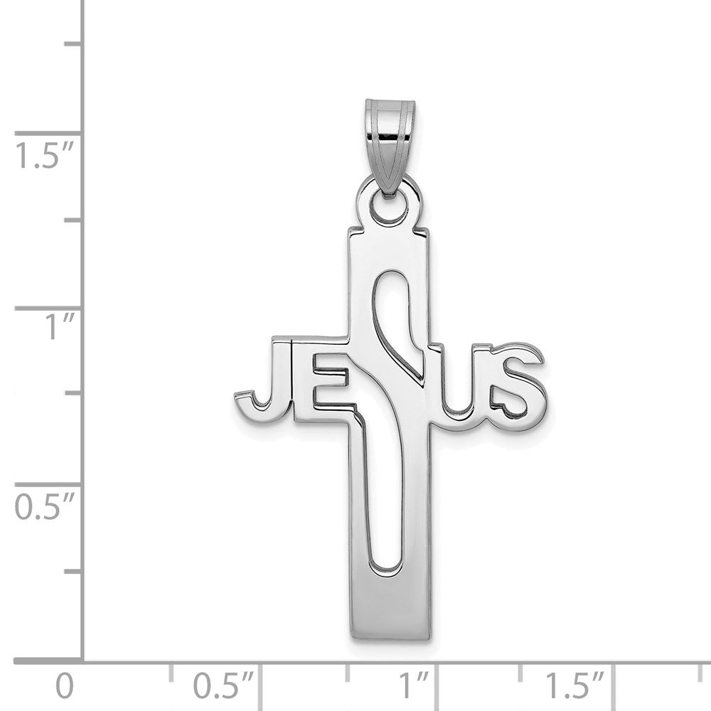 Sterling Silver Rhodium-plated Jesus Cross Large Pendant QC9005