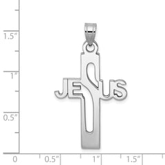 Sterling Silver Rhodium-plated Jesus Cross Large Pendant QC9005