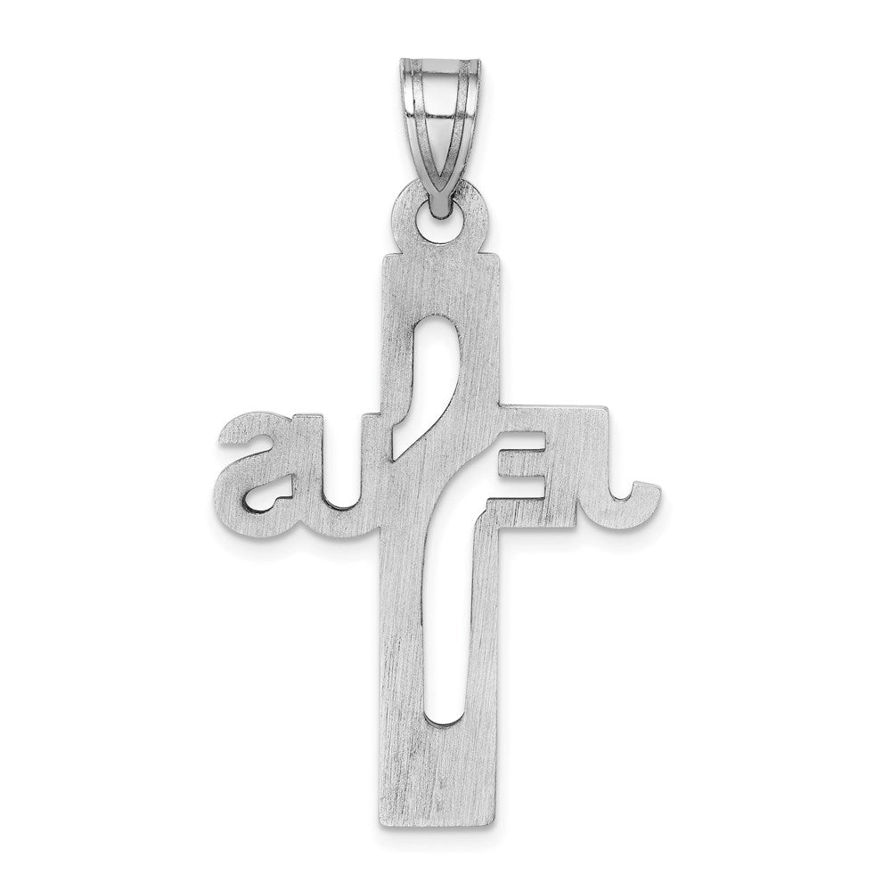 Sterling Silver Rhodium-plated Jesus Cross Extra Large Pendant QC9006