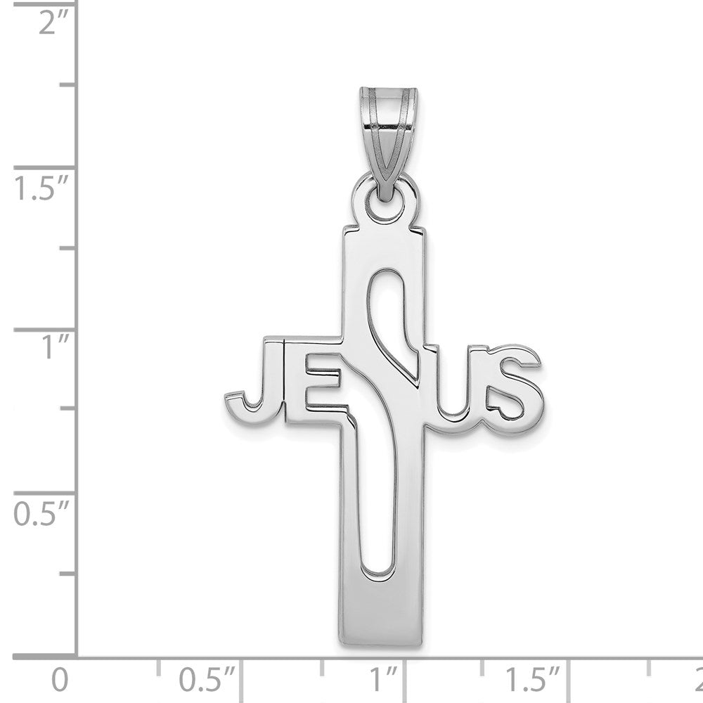 Sterling Silver Rhodium-plated Jesus Cross Extra Large Pendant QC9006