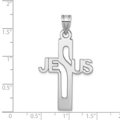 Sterling Silver Rhodium-plated Jesus Cross Extra Large Pendant QC9006