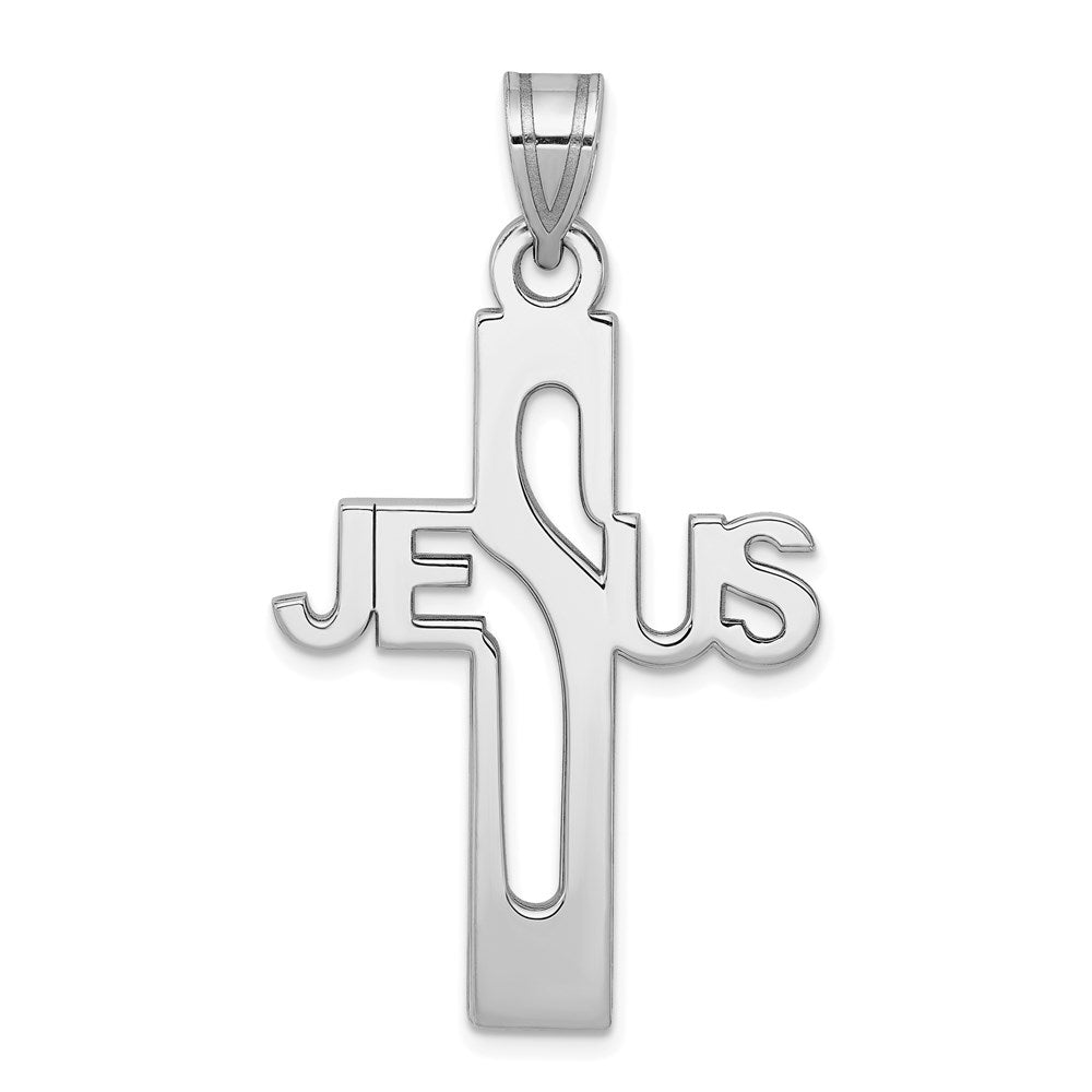 Sterling Silver Rhodium-plated Jesus Cross Extra Large Pendant QC9006