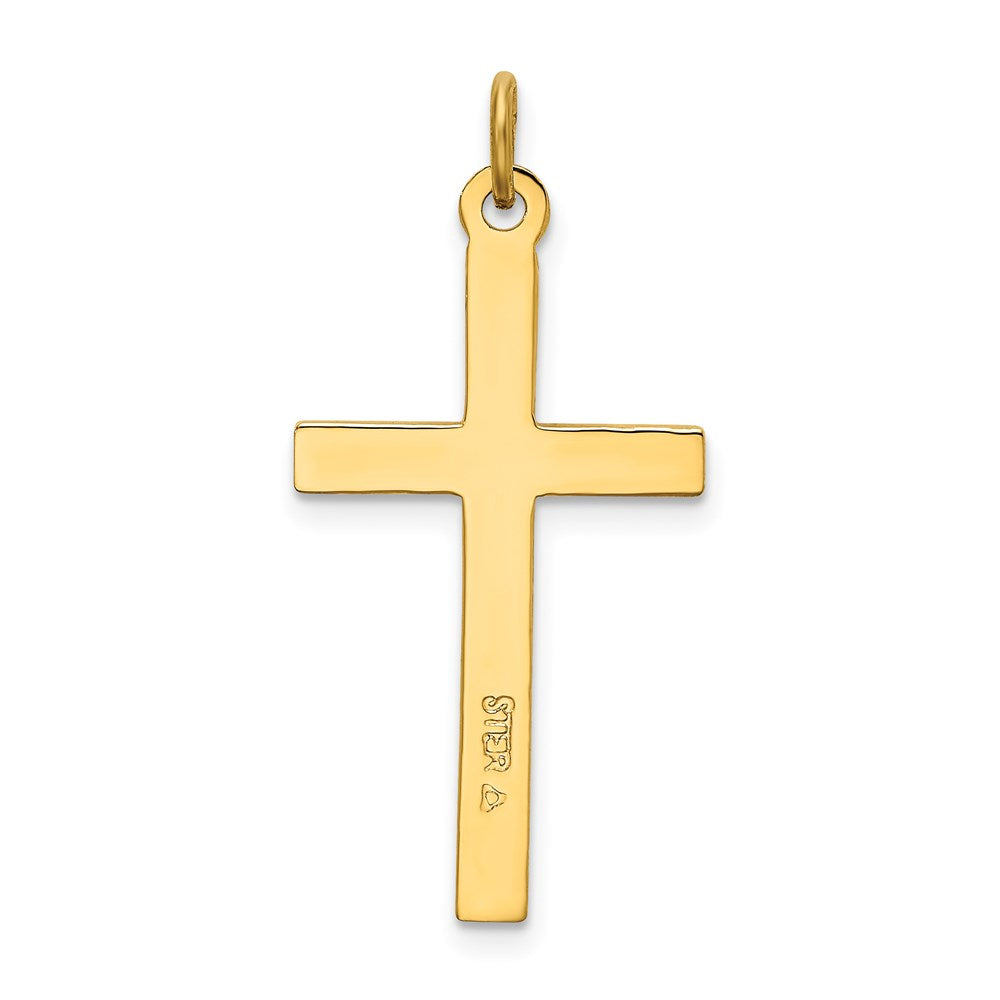 Sterling Silver Gold-plated Polished and Satin Cross Pendant QC9037