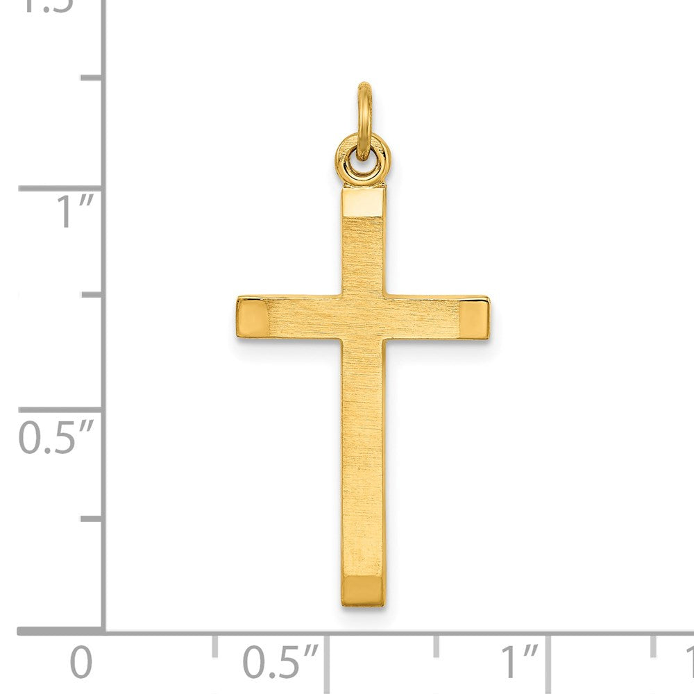 Sterling Silver Gold-plated Polished and Satin Cross Pendant QC9037