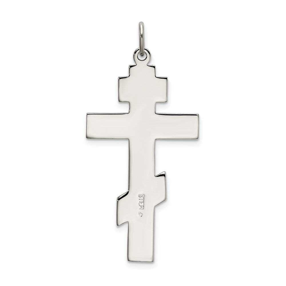 Sterling Silver Polished Eastern Orthodox Cross Pendant QC9041