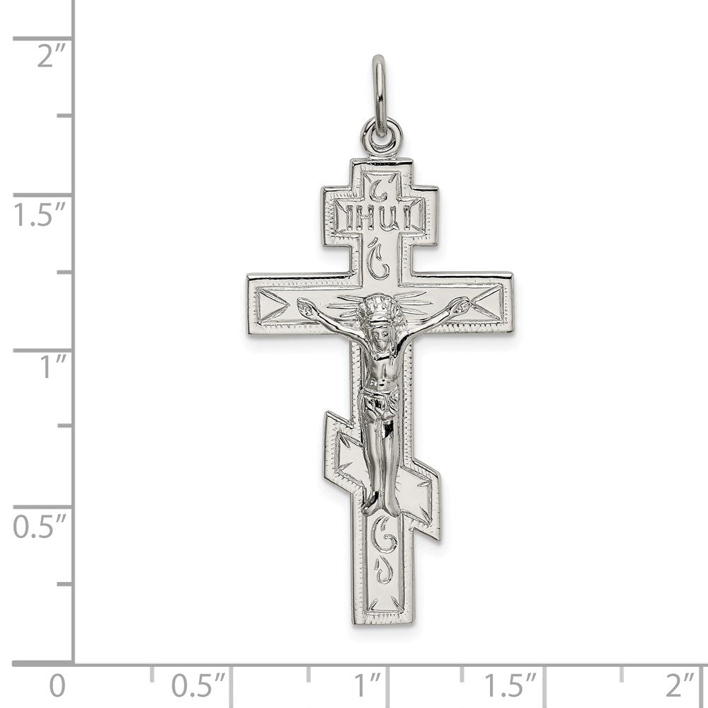 Sterling Silver Polished Eastern Orthodox Cross Pendant QC9041