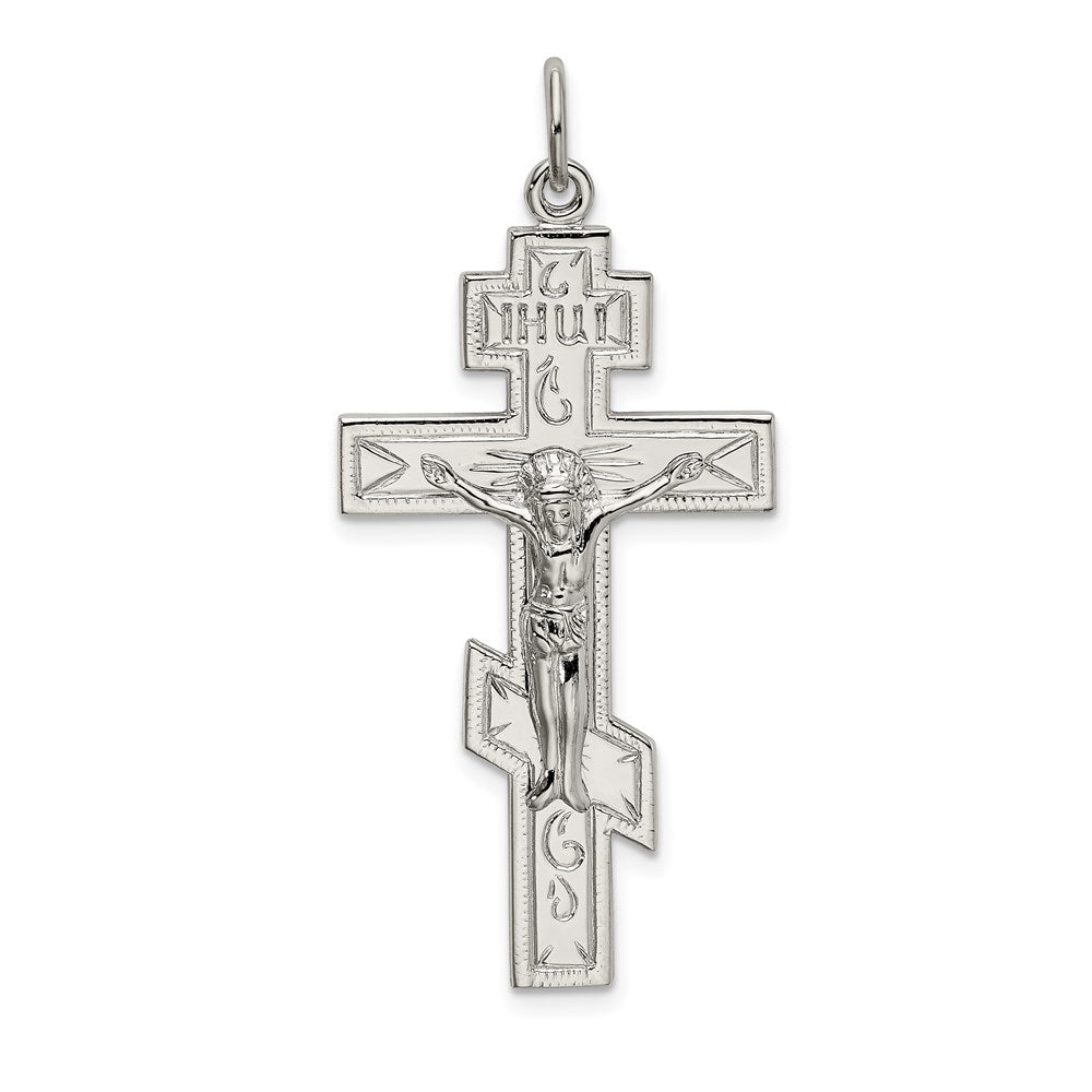 Sterling Silver Polished Eastern Orthodox Cross Pendant QC9041