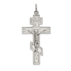 Sterling Silver Polished Eastern Orthodox Cross Pendant QC9041