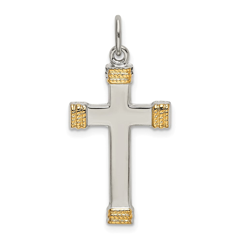 Sterling Silver & Gold-plated Polished Cross Pendant QC9047