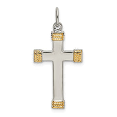 Sterling Silver & Gold-plated Polished Cross Pendant QC9047