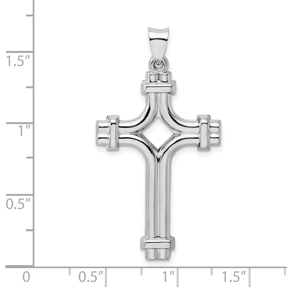 Sterling Silver Rhodium-plated Polished Fancy Cross Pendant QC9049