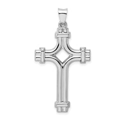 Sterling Silver Rhodium-plated Polished Fancy Cross Pendant QC9049