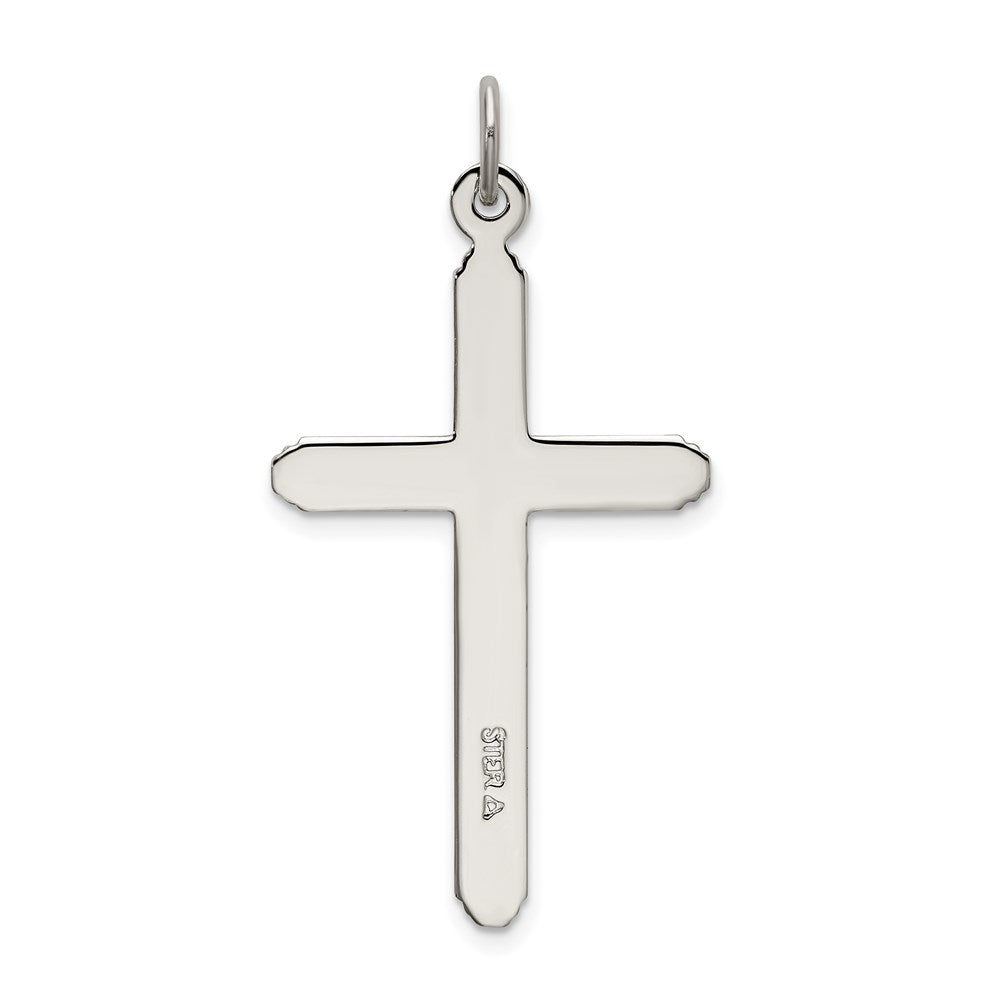 Sterling Silver Polished Grooved Cross Pendant QC9051