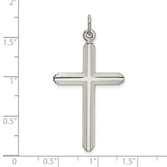 Sterling Silver Polished Grooved Cross Pendant QC9051