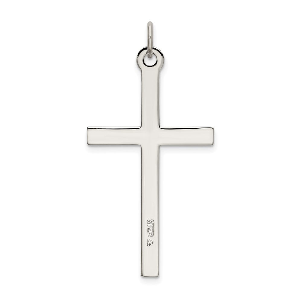 Sterling Silver Polished and Textured Cross Pendant QC9052