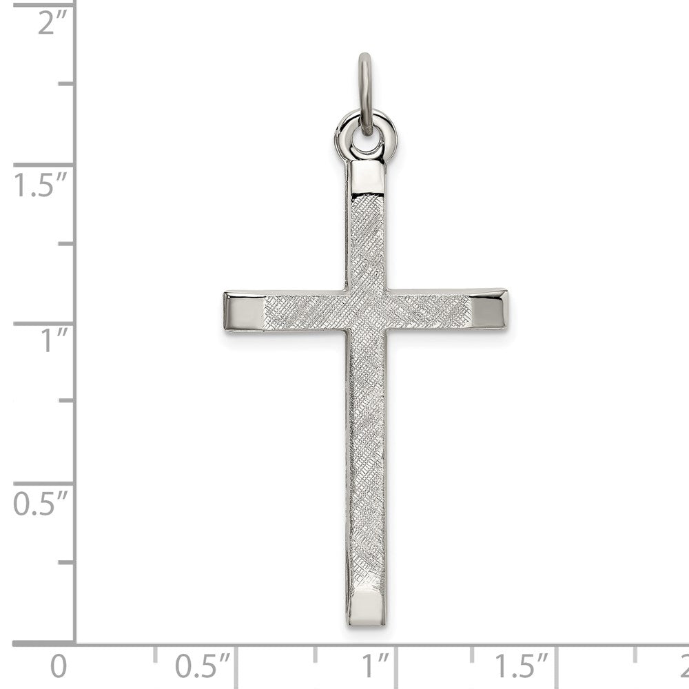 Sterling Silver Polished and Textured Cross Pendant QC9052