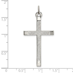 Sterling Silver Polished and Textured Cross Pendant QC9052