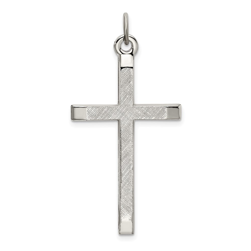 Sterling Silver Polished and Textured Cross Pendant QC9052