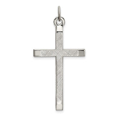 Sterling Silver Polished and Textured Cross Pendant QC9052