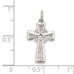 Sterling Silver Polished and Textured Celtic Cross Pendant QC9054