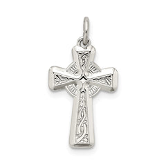 Sterling Silver Polished and Textured Celtic Cross Pendant QC9054