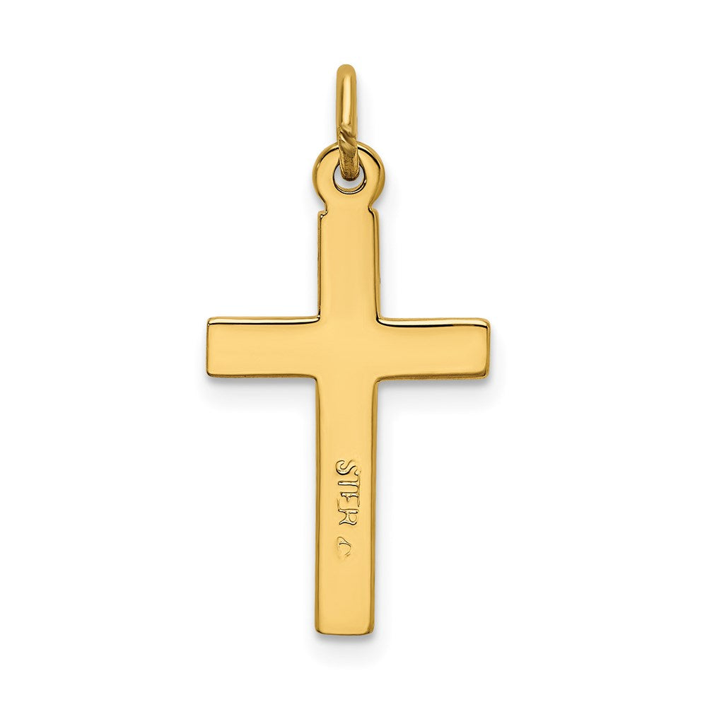 Sterling Silver Gold-plated Polished and Texture Cross Pendant QC9055