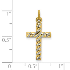 Sterling Silver Gold-plated Polished and Texture Cross Pendant QC9055