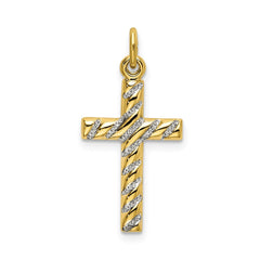 Sterling Silver Gold-plated Polished and Texture Cross Pendant QC9055