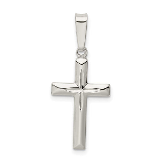 Sterling Silver Polished D/C Cross Pendant QC9056