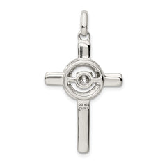 Sterling Silver Plat-plate Rose & Gold-tone Vibrant CZ Cross Pendant QC9083