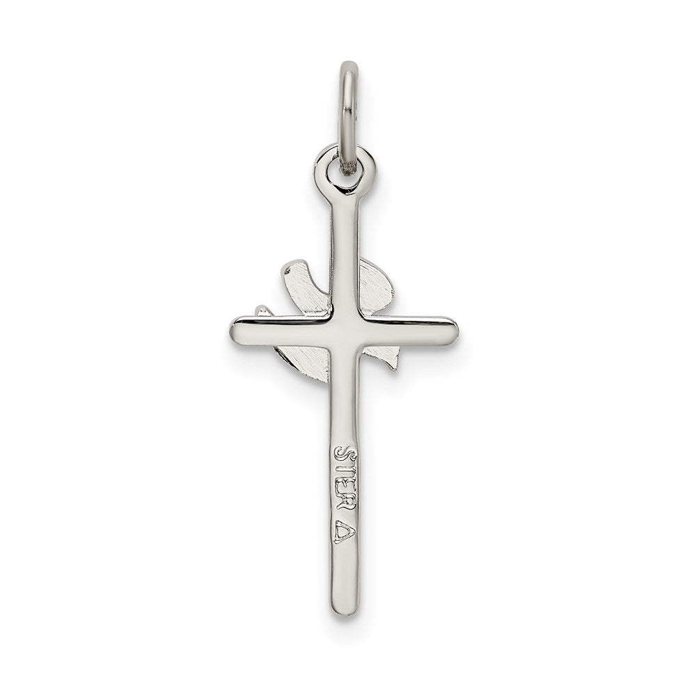 Sterling Silver Polished and Satin Dove Cross Pendant QC9093