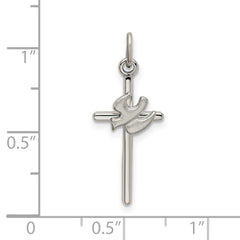 Sterling Silver Polished and Satin Dove Cross Pendant QC9093