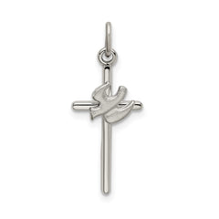 Sterling Silver Polished and Satin Dove Cross Pendant QC9093